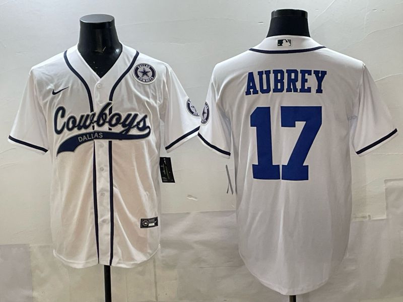 Men 2025 Dallas Cowboys #17 Aubrey white Joint Name Nike Limited NFL Jersey style 07